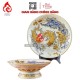 Mâm Bồng Sứ Bát Tràng Men Rạn Đắp Nổi Vẽ Vàng Sen Cá 231117