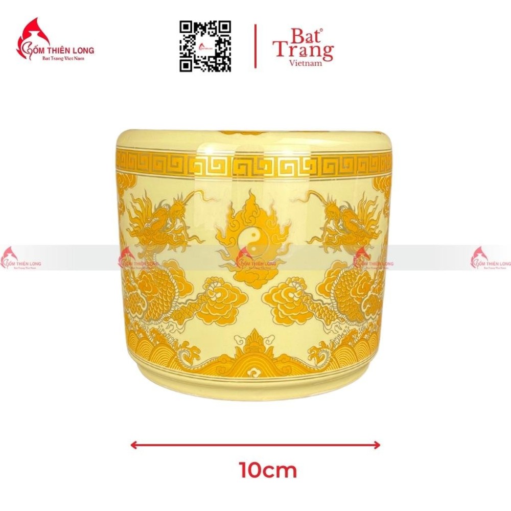 Bát Hương Màu Vàng Vẽ Ánh Kim 030723