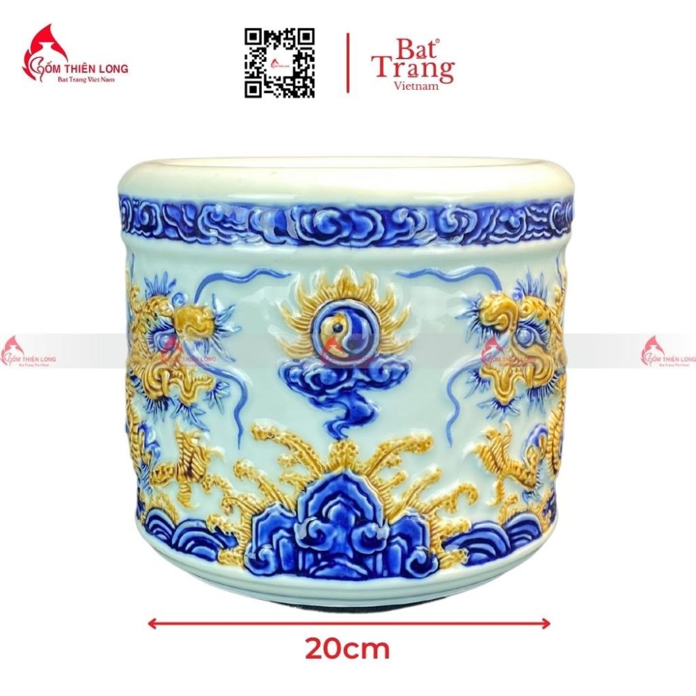 Bát Hương Bát Tràng Men Ngọc Đắp Nổi 040723