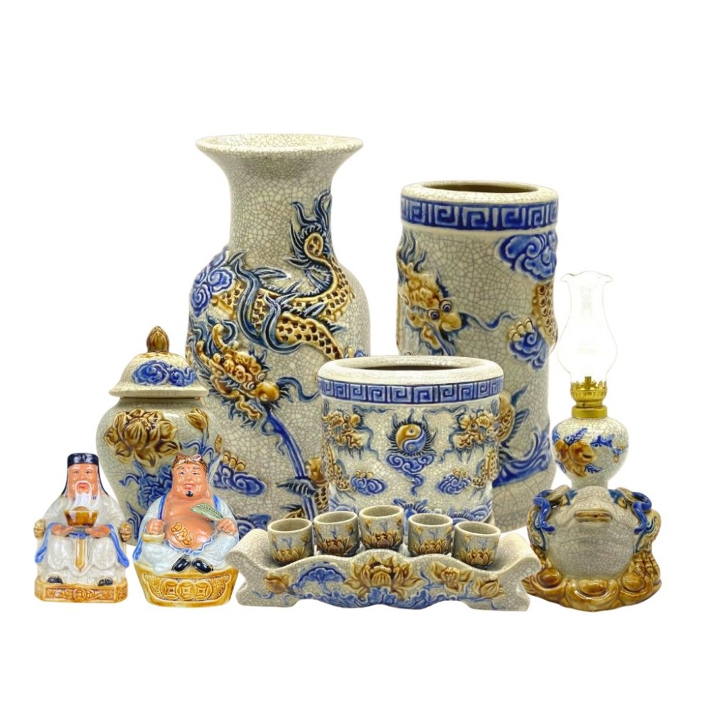 Bộ Đồ Thờ Men Rạn Đắp Nổi Bát Tràng 236992