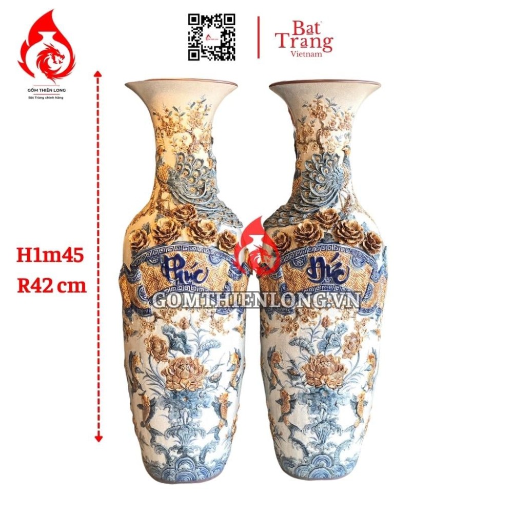 Lộc Bình Bát Tràng Men Rạn Phúc Đức 230101