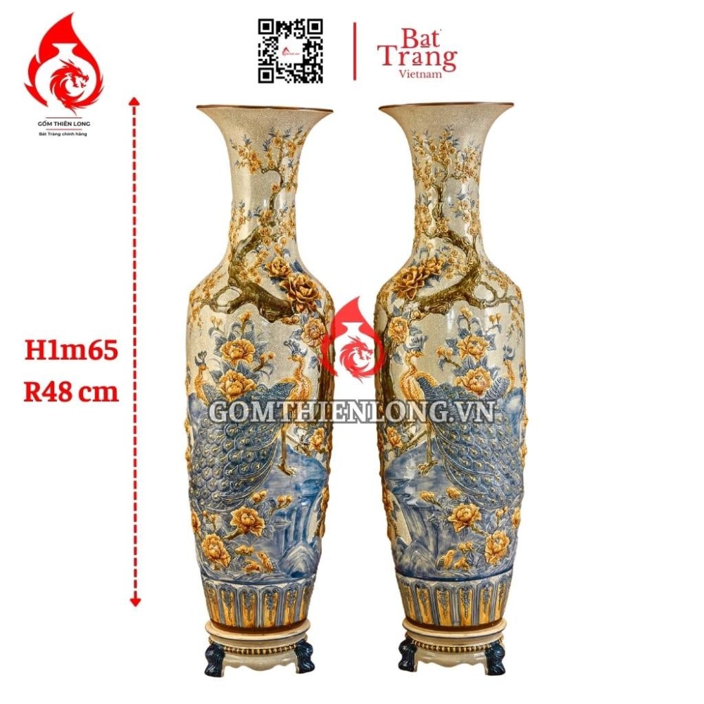 Lộc Bình Bát Tràng Men Rạn Công Hoa Phú Quý 230102