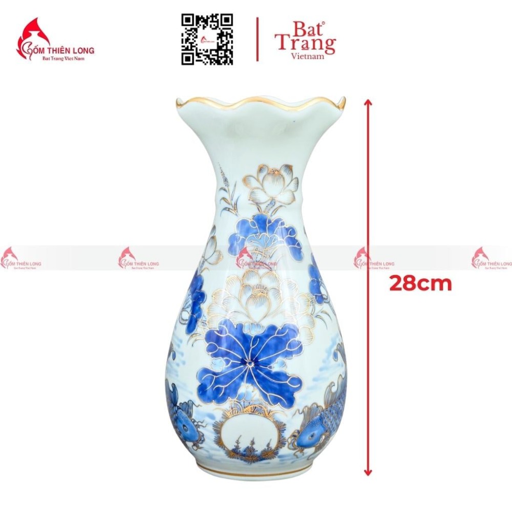 Lọ Hoa Bàn Thờ Vẽ Vàng Miệng Lượn 230831