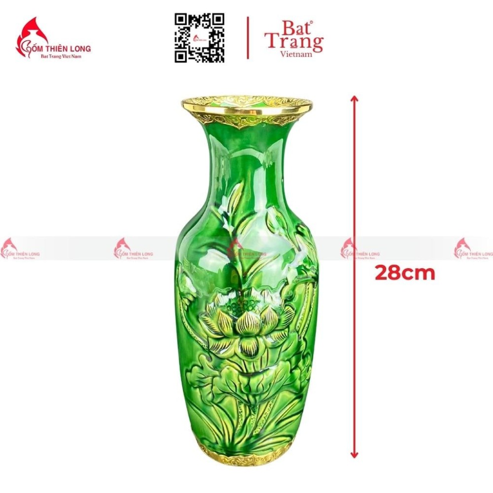 Lọ Hoa Bàn Thờ Men Xanh Ngọc Lục Bảo 230836