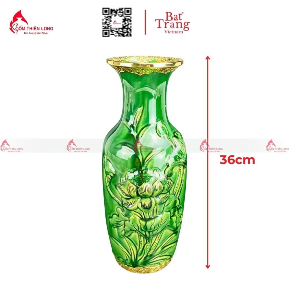 Lọ Hoa Bàn Thờ Men Xanh Ngọc Lục Bảo 230836