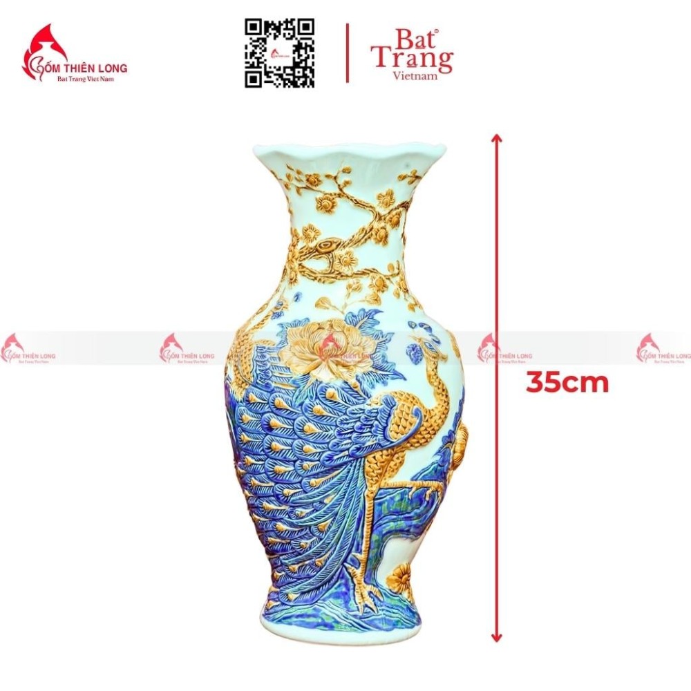 Lọ Hoa Bàn Thờ Men Ngọc Đắp Công Đào 230839