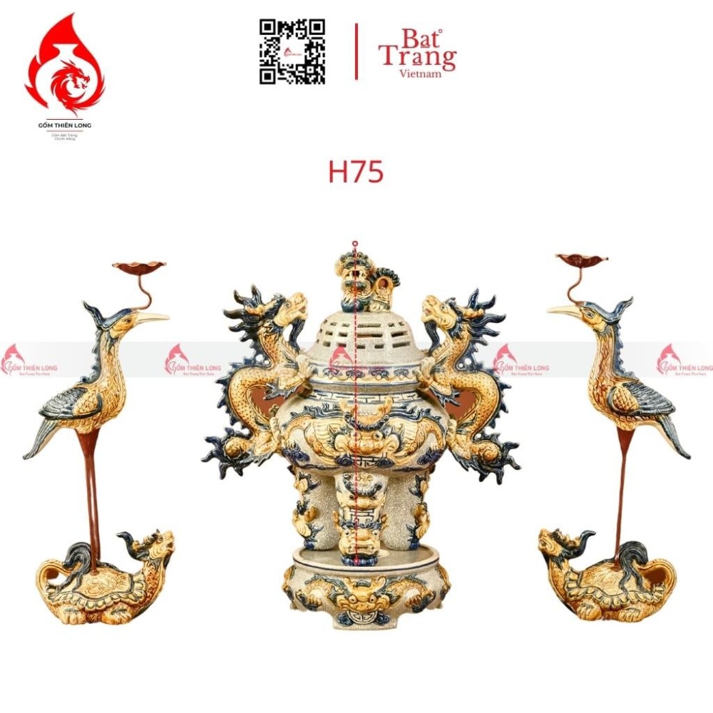 Bộ Đỉnh Hạc Tam Sự Men Rạn 230849