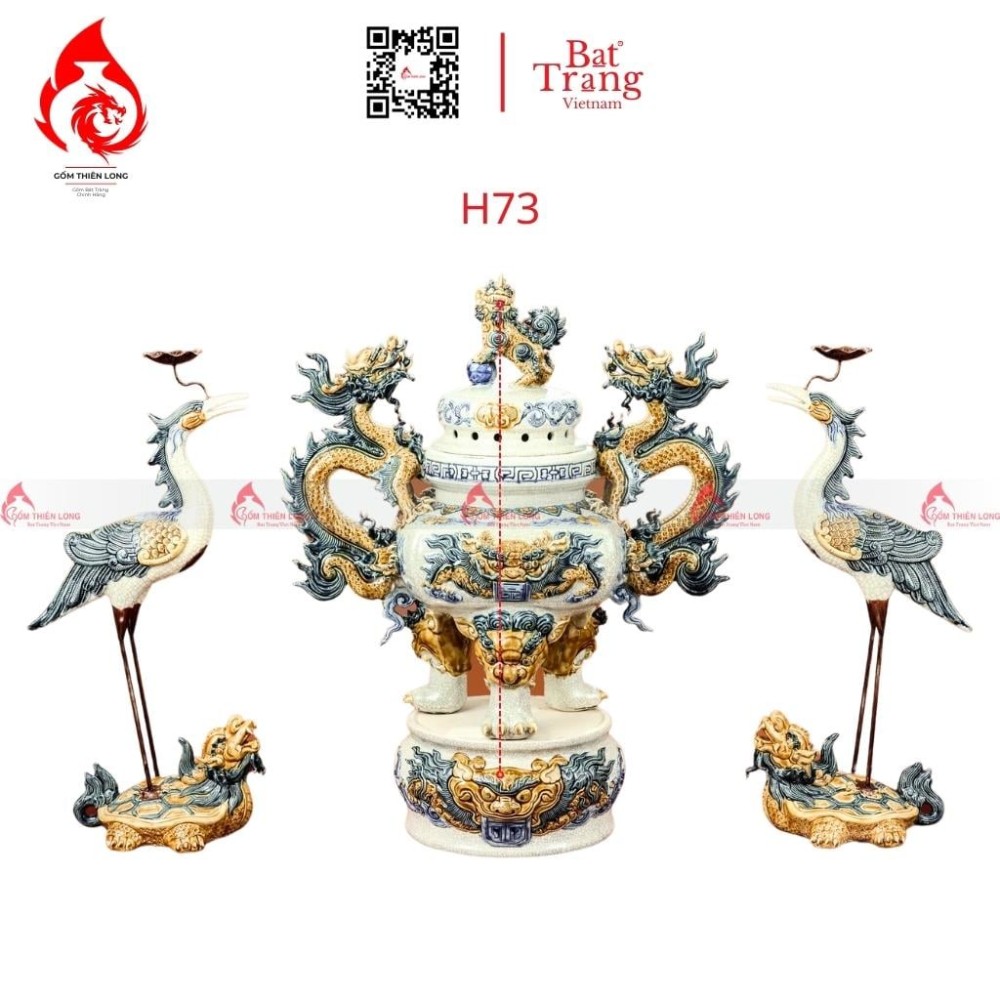 Bộ Đỉnh Hạc Tam Sự Men Rạn 230868