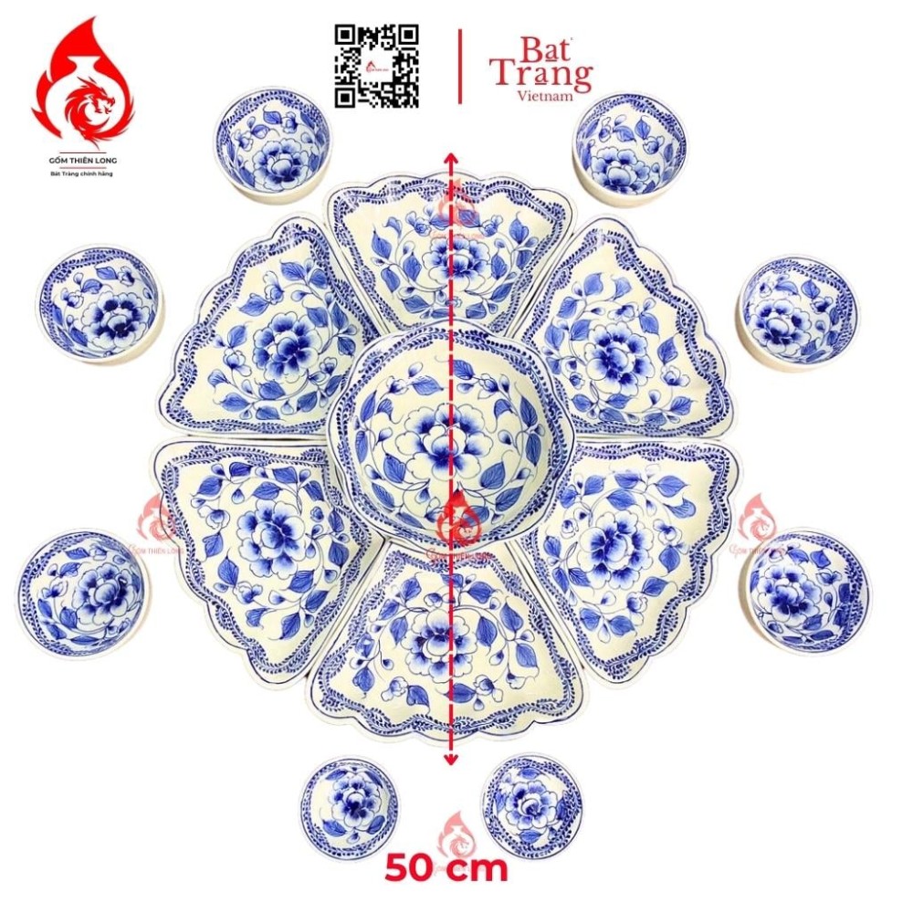 Bộ Bát Đĩa Hoa Mặt Trời Vẽ Hoa Phù Dung 230889