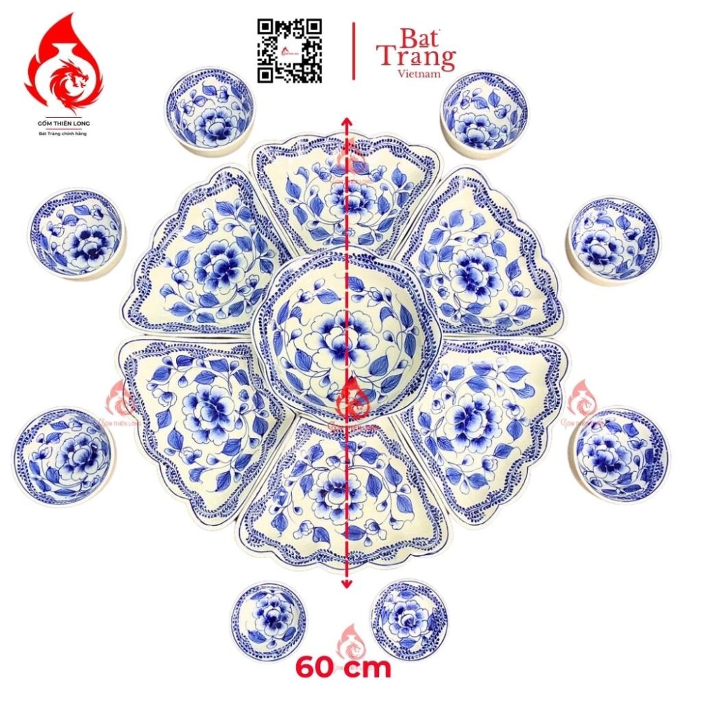 Bộ Bát Đĩa Hoa Mặt Trời Vẽ Hoa Phù Dung 230889
