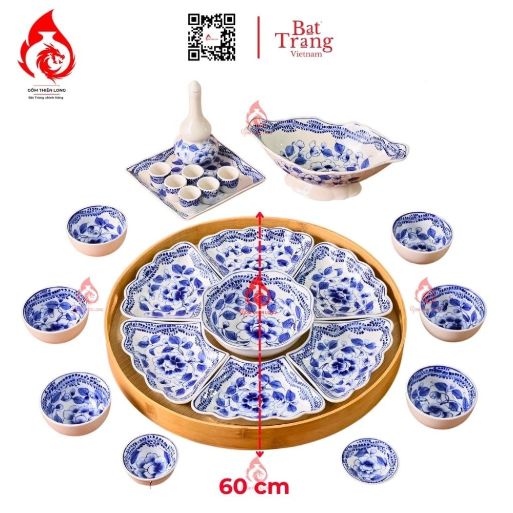 Bộ Bát Đĩa Hoa Mặt Trời Vẽ Hoa Phù Dung 230889