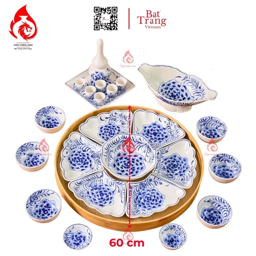 Bộ Bát Đĩa Hoa Mặt Trời Vẽ Mẫu Đơn 230892