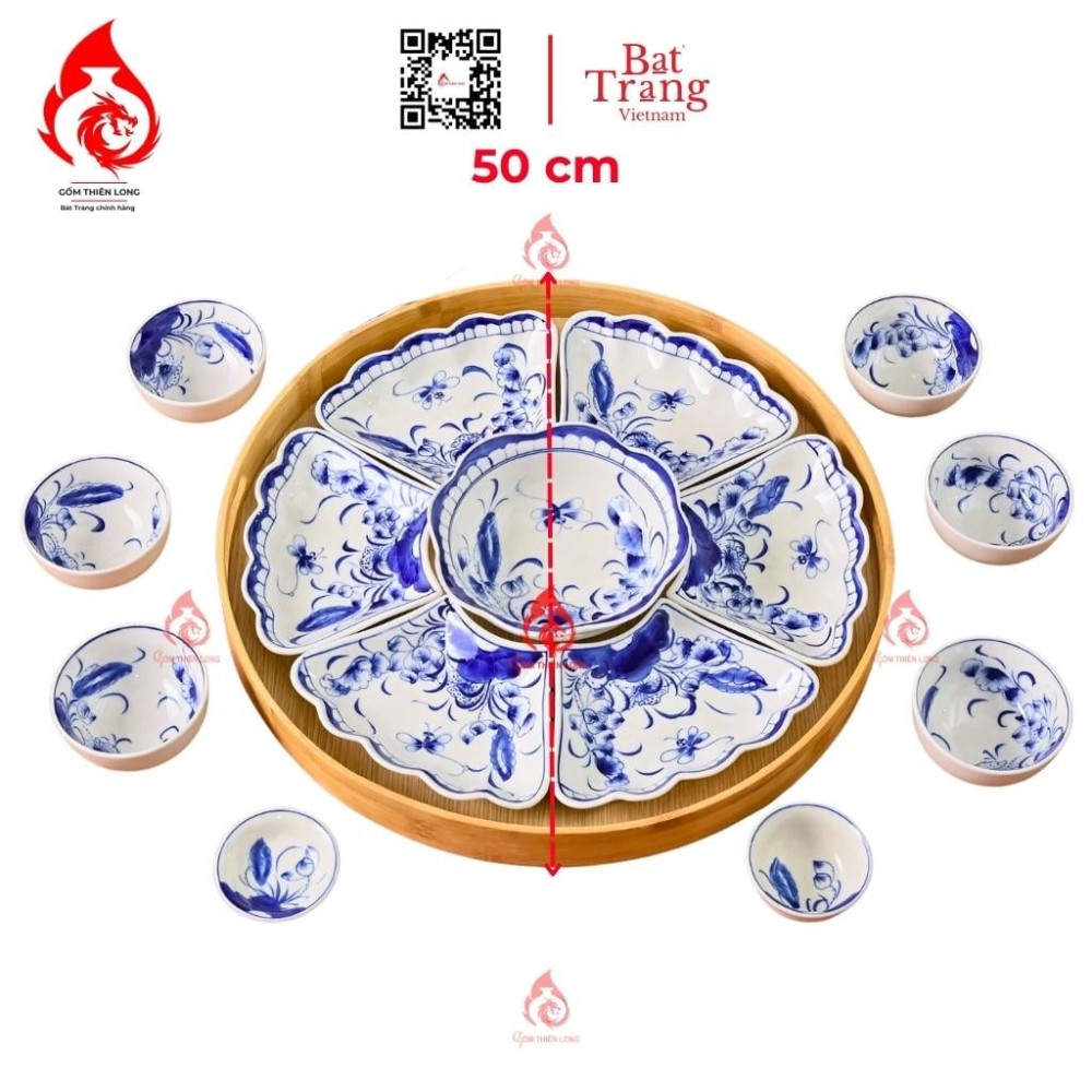 Bộ Bát Đĩa Hoa Mặt Trời Vẽ Sen Chuồn 230894