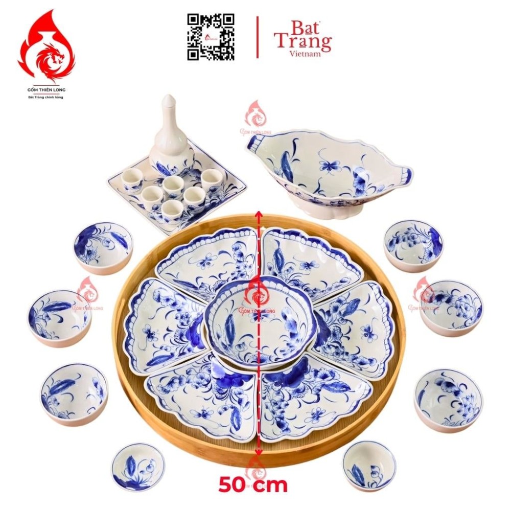 Bộ Bát Đĩa Hoa Mặt Trời Vẽ Sen Chuồn 230894