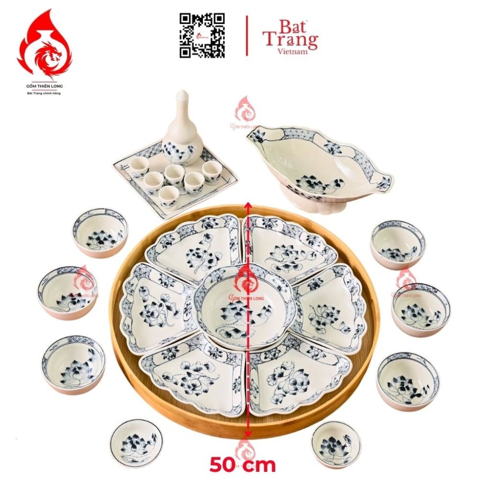 Bộ Bát Đĩa Hoa Mặt Trời Vẽ Sen 230897