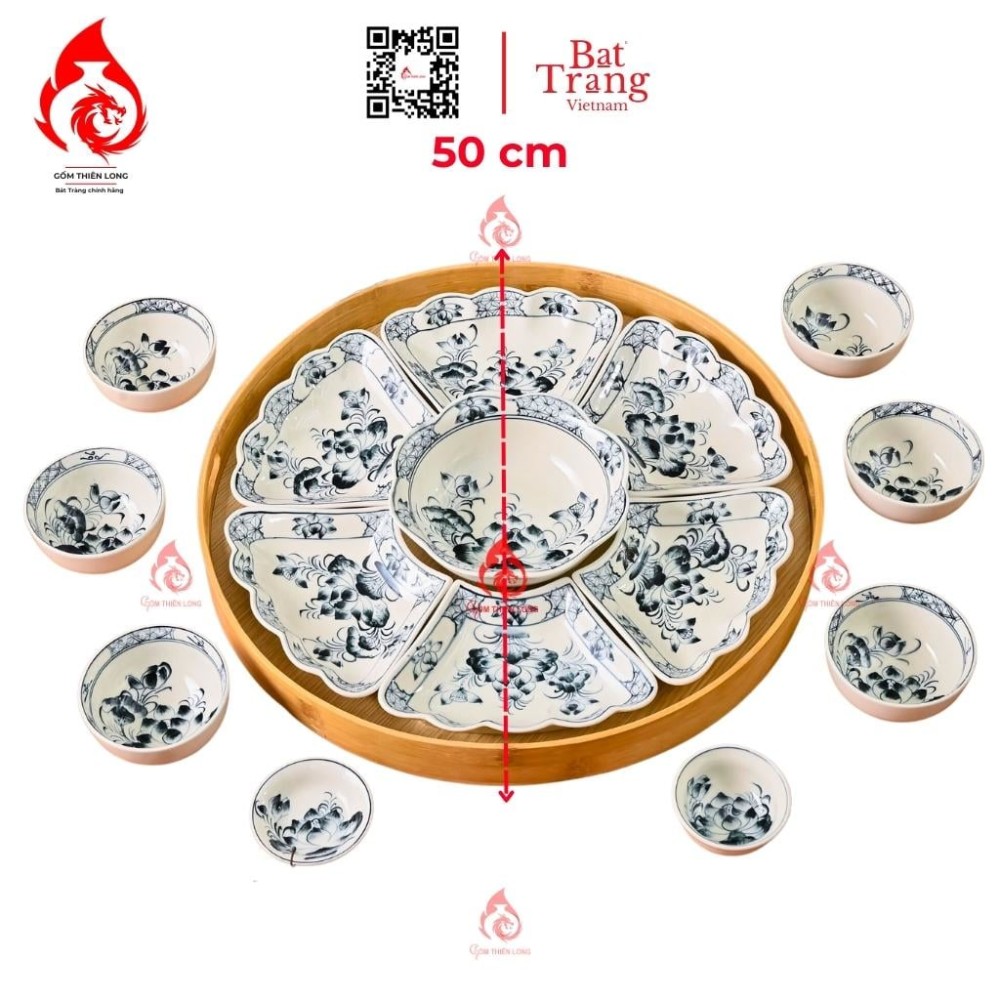 Bộ Bát Đĩa Hoa Mặt Trời Vẽ Sen 230901
