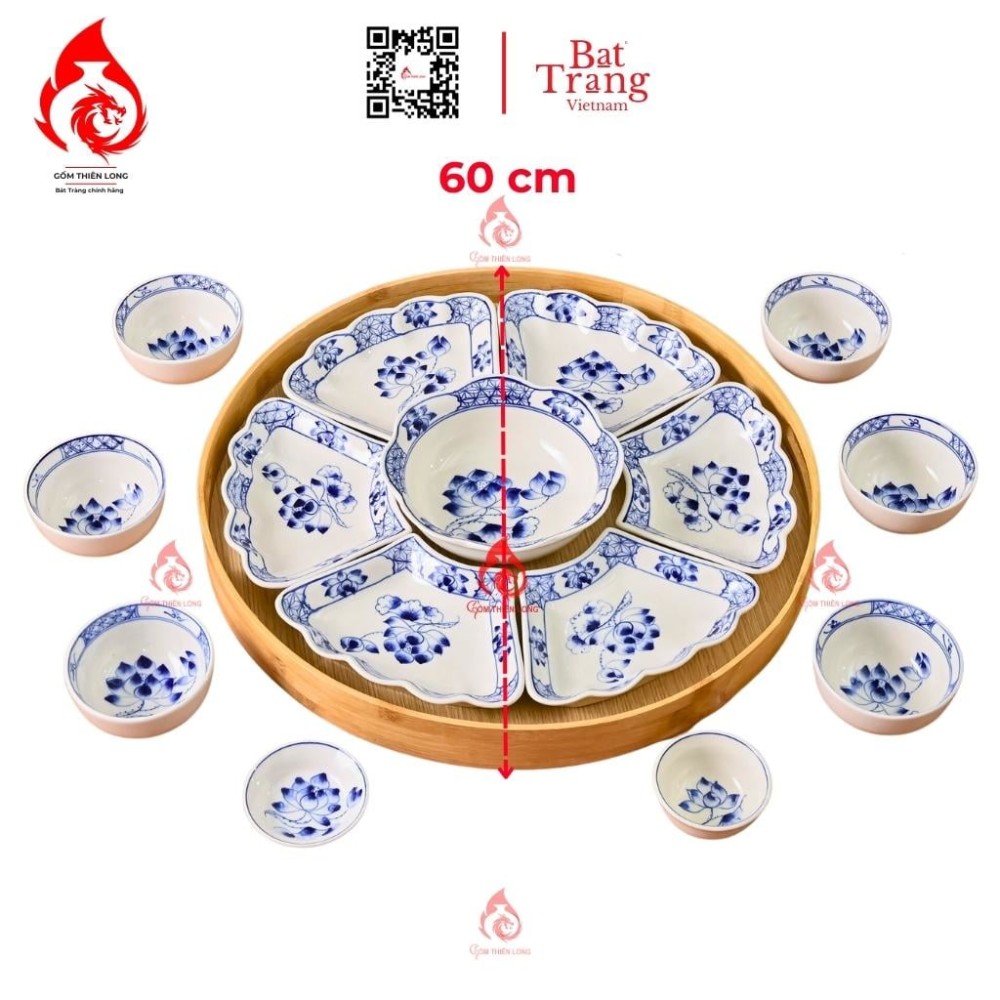 Bộ Bát Đĩa Hoa Mặt Trời Vẽ Sen 230903