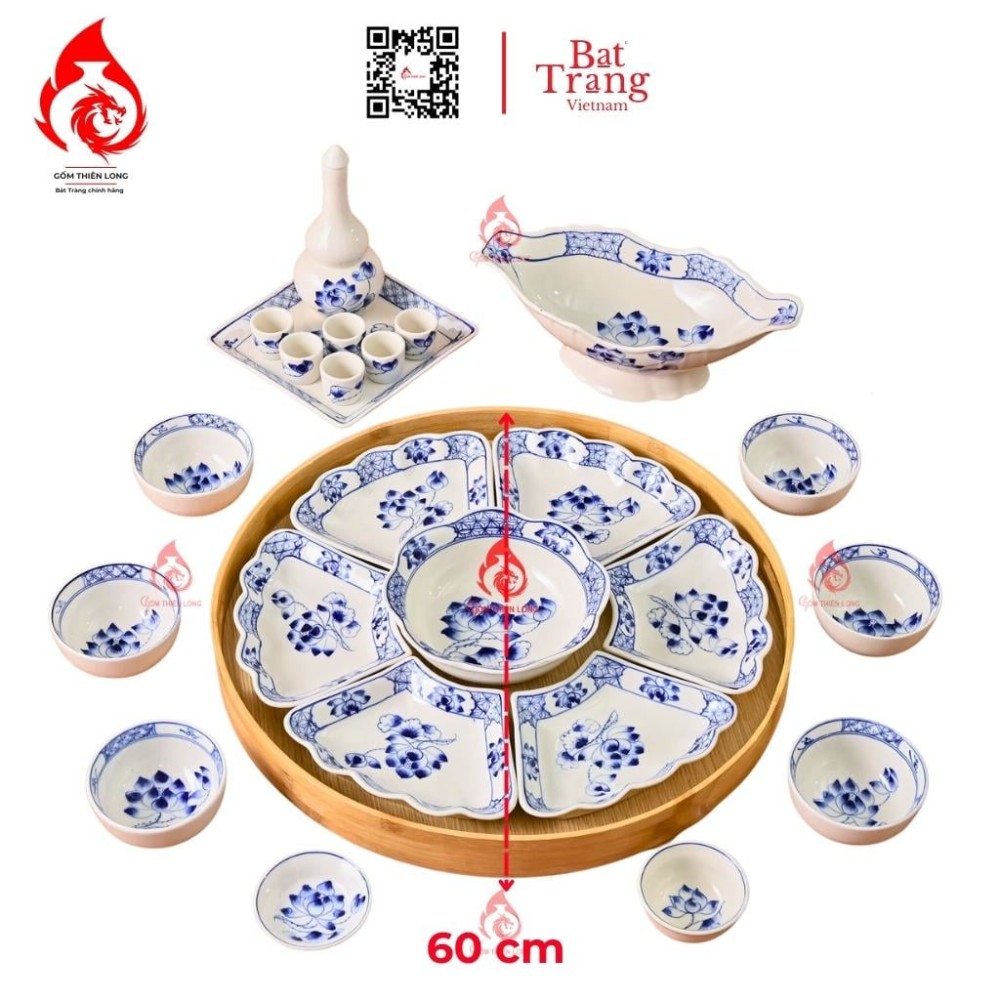 Bộ Bát Đĩa Hoa Mặt Trời Vẽ Sen 230903