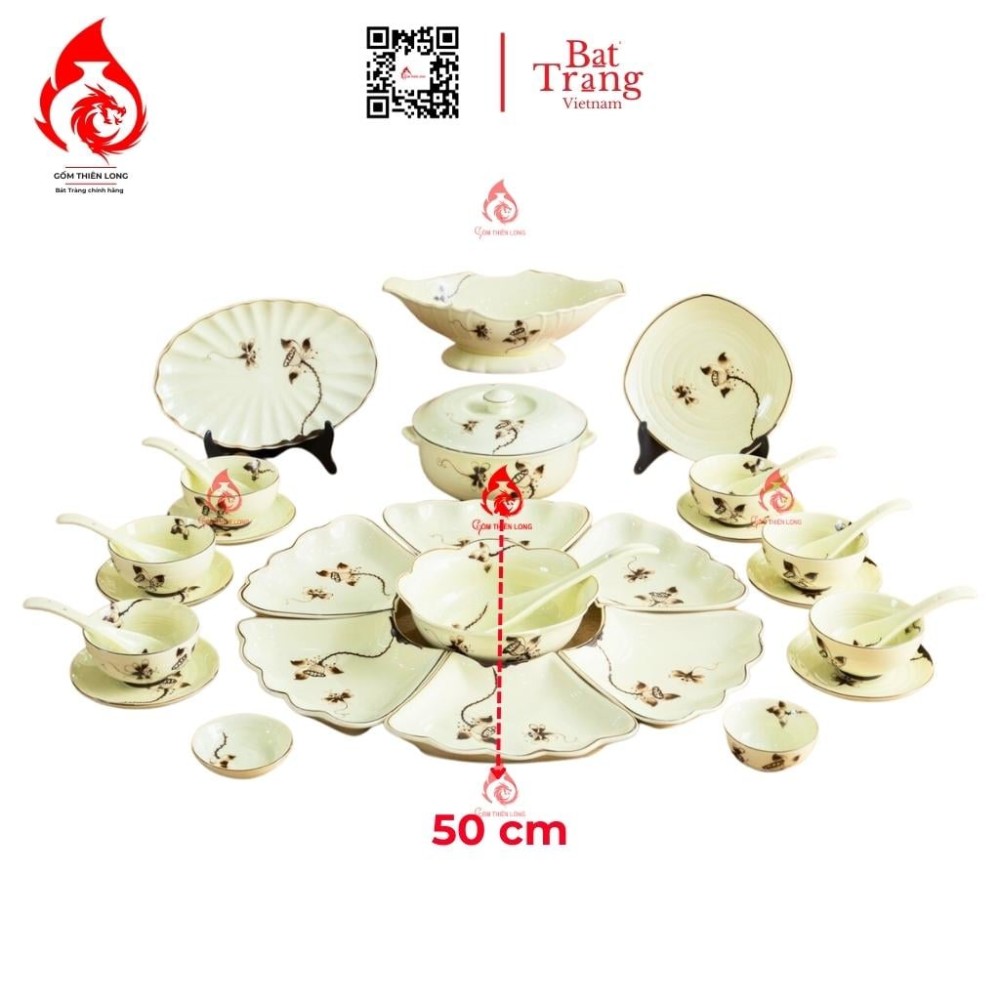 Bộ Bát Đĩa Hoa Mặt Trời Vẽ Sen Chàm 230907