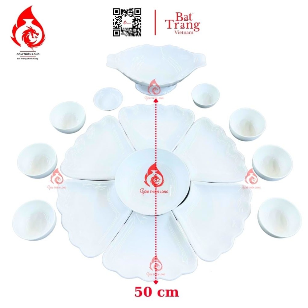 Bộ Bát Đĩa Hoa Mặt Trời Màu Trắng Sứ 230912