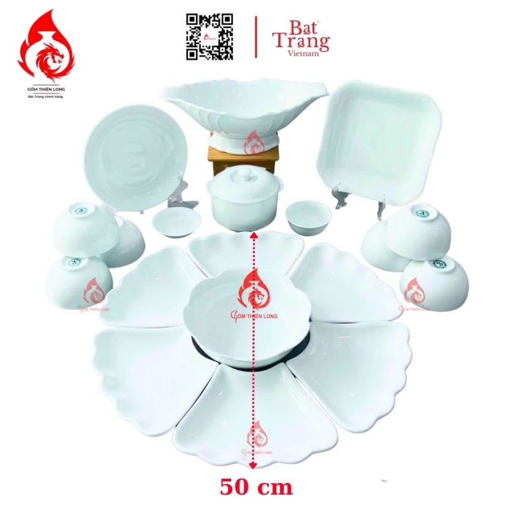 Bộ Bát Đĩa Hoa Mặt Trời Màu Trắng Sứ 230912