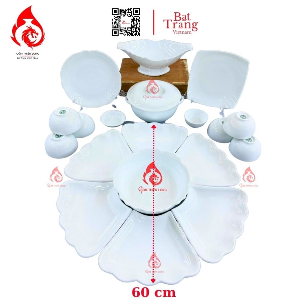 Bộ Bát Đĩa Hoa Mặt Trời Màu Trắng Sứ 230912