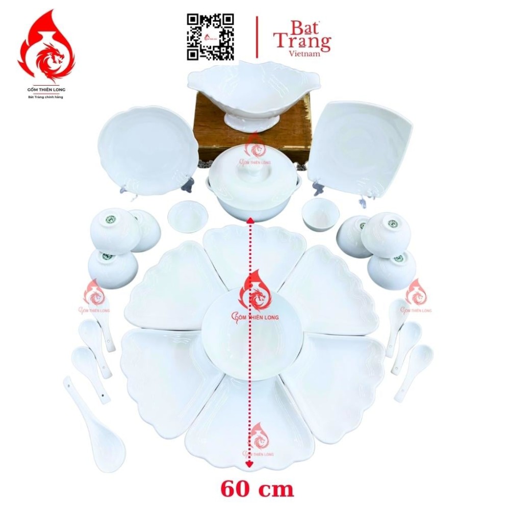 Bộ Bát Đĩa Hoa Mặt Trời Màu Trắng Sứ 230912