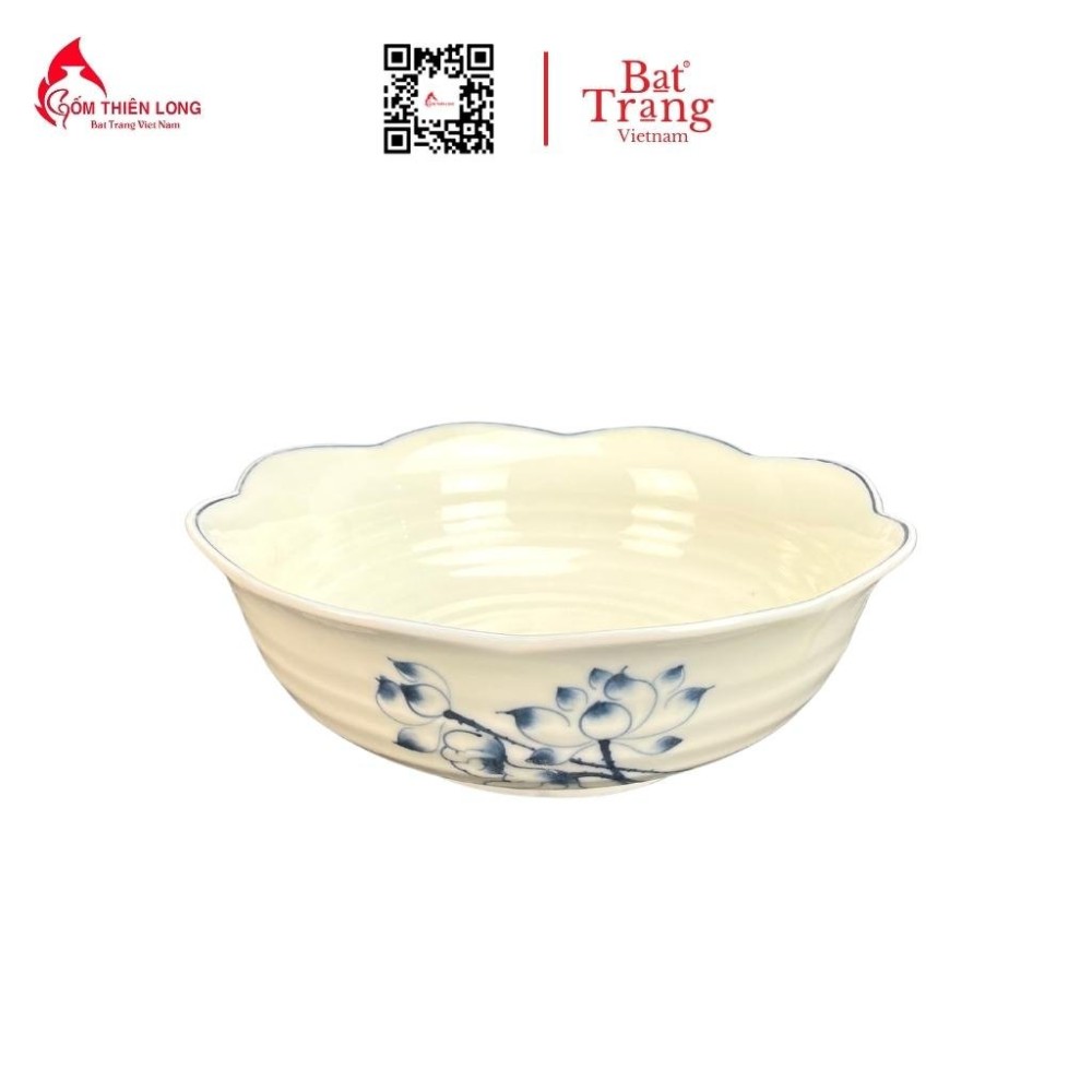 Bộ Bát Đĩa Thắp Hương Men Kem Vẽ Sen Chàm 236624