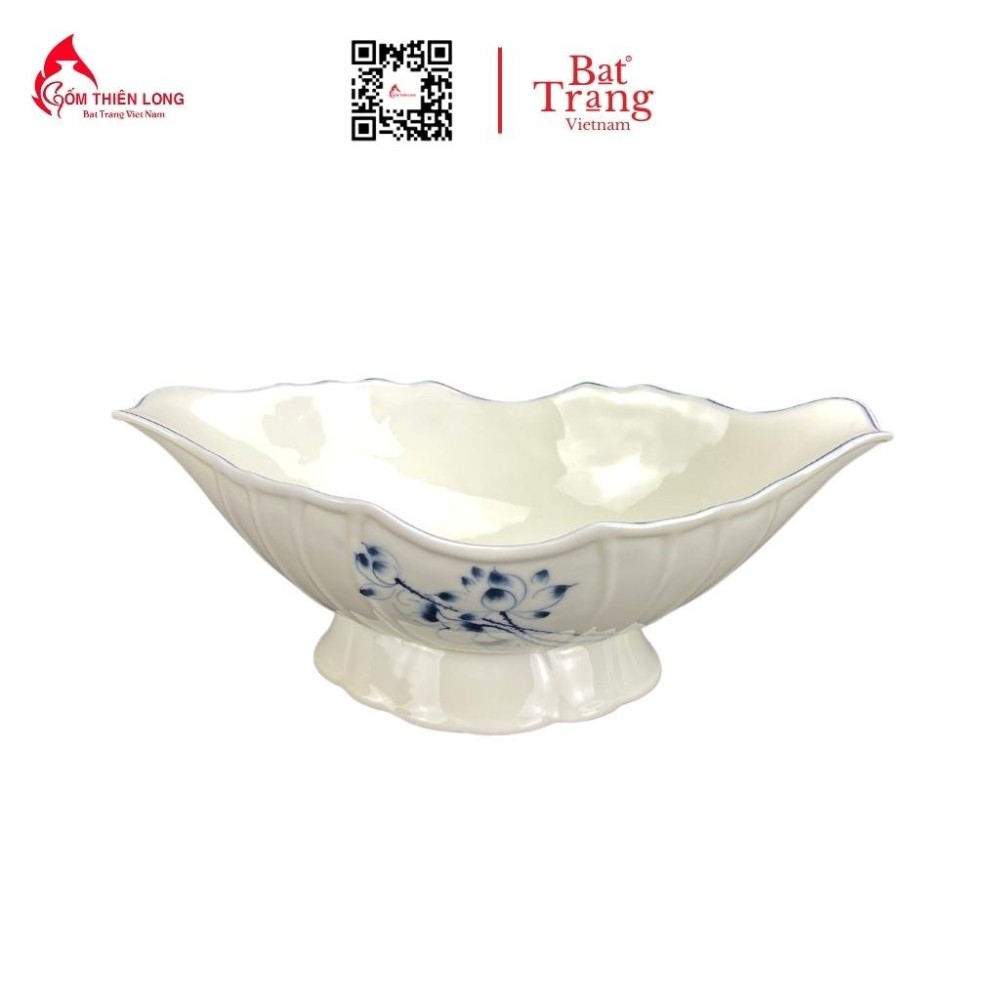 Bộ Bát Đĩa Thắp Hương Men Kem Vẽ Sen Chàm 236624