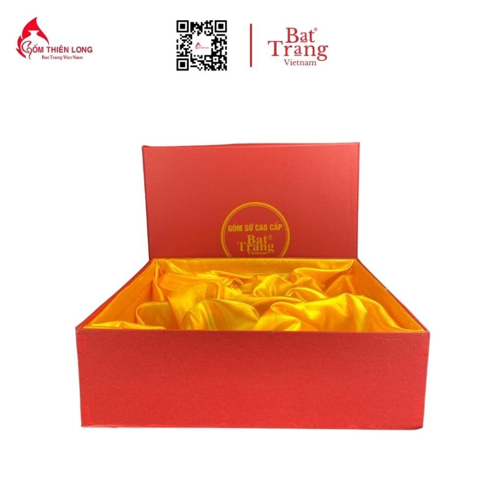 Bộ Bát Đĩa Thắp Hương | Men Kem Vẽ Đào Đỏ