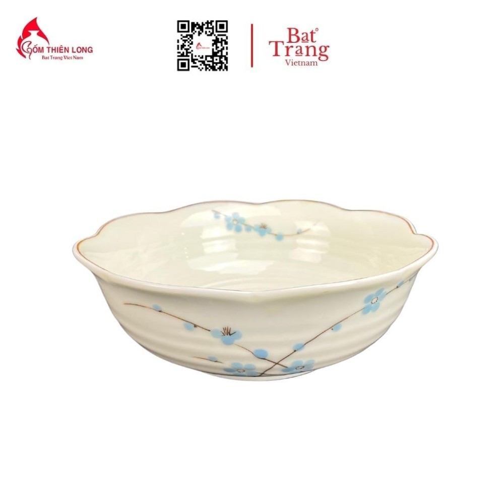 Bộ Bát Đĩa Thắp Hương | Men Kem Vẽ Đào Xanh