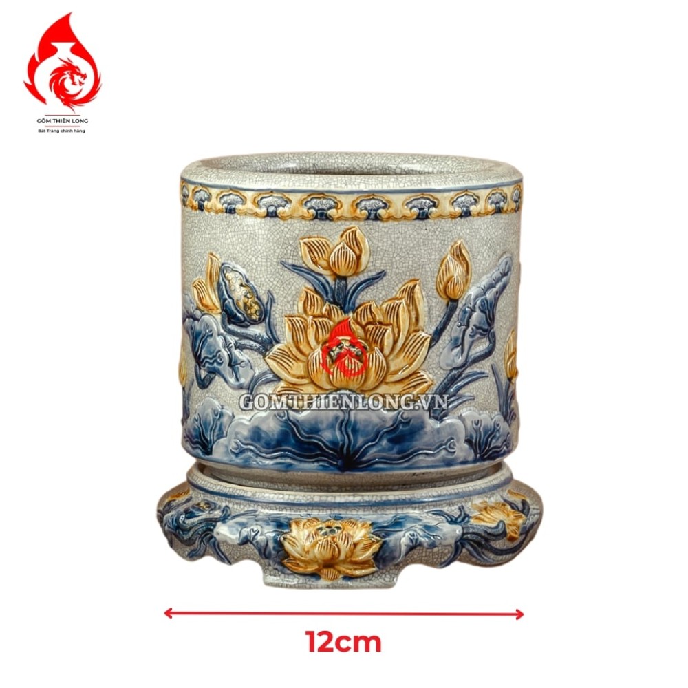 Bát Hương Men Rạn Đắp Nổi Hoa Sen 236638