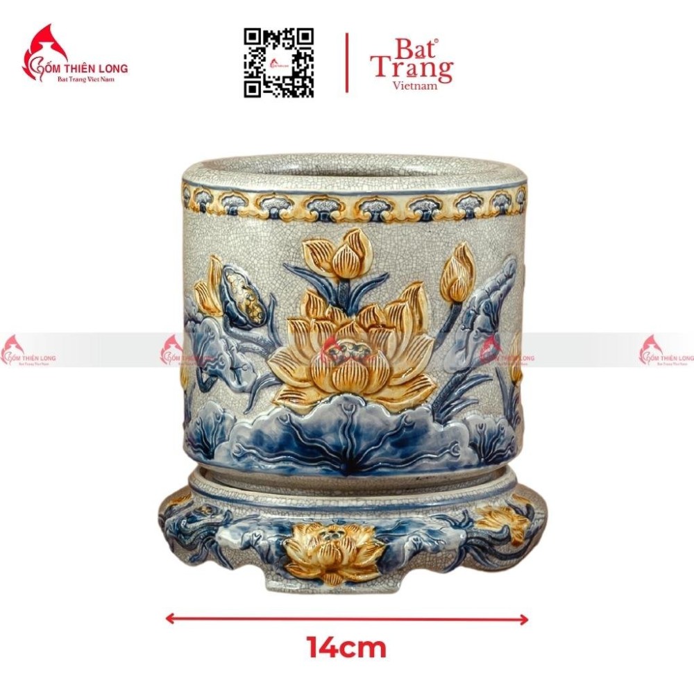 Bát Hương Men Rạn Đắp Nổi Hoa Sen 236638