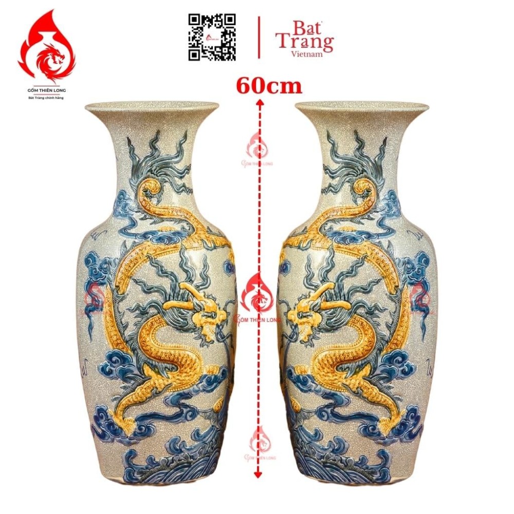 Lộc Bình Men Rạn Đắp Nổi Long Cuốn Thủy 236639