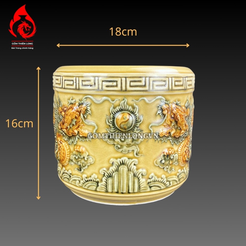 Bộ Đồ Thờ Bát Tràng Men Rạn Vàng Hoàng Lưu Ly Đắp Nổi 236985