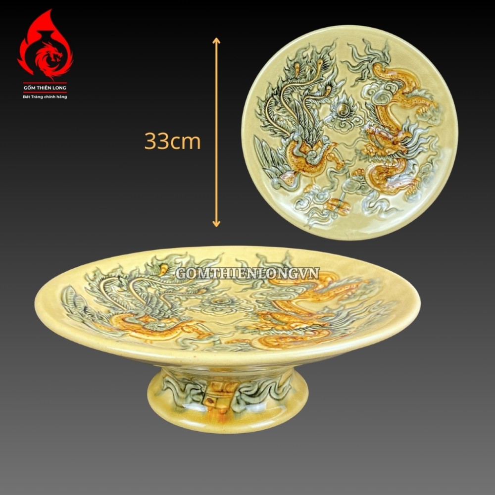 Bộ Đồ Thờ Bát Tràng Men Rạn Vàng Hoàng Lưu Ly Đắp Nổi 236985