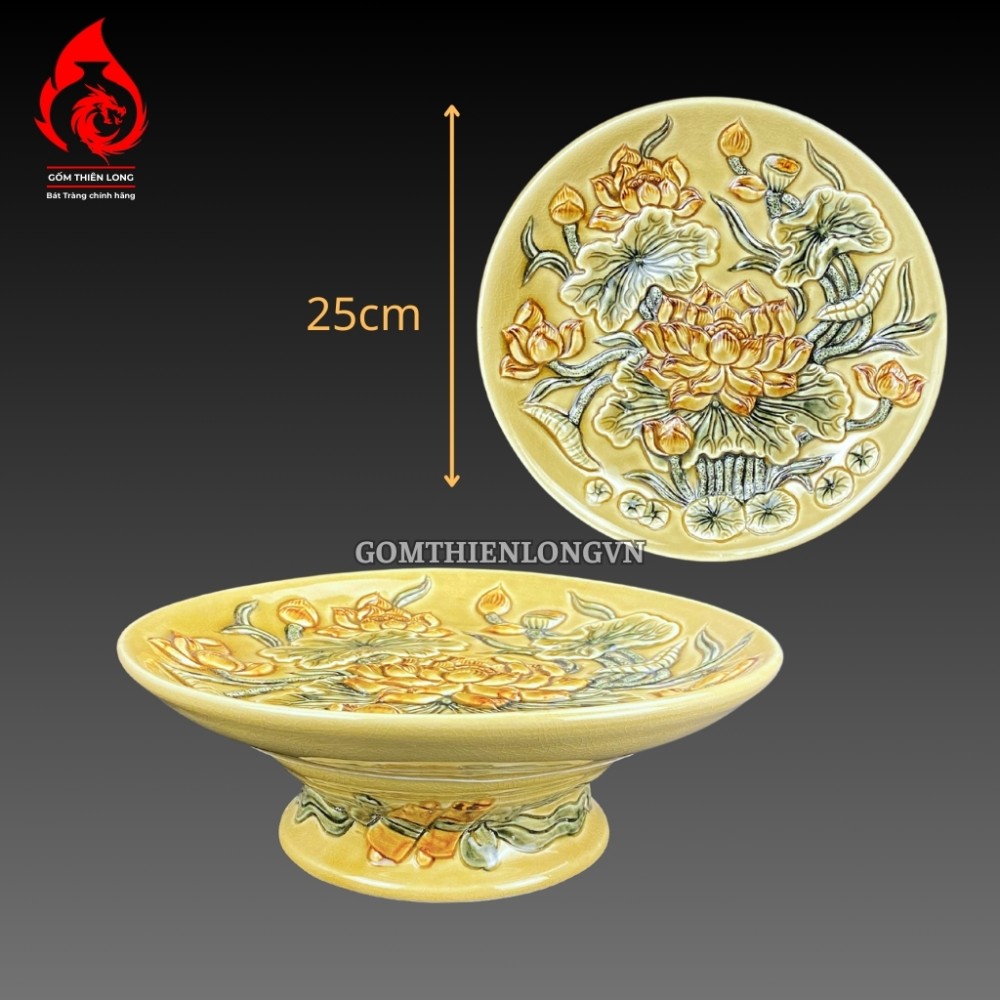 Bộ Đồ Thờ Bát Tràng Men Rạn Vàng Hoàng Lưu Ly Đắp Nổi 236985