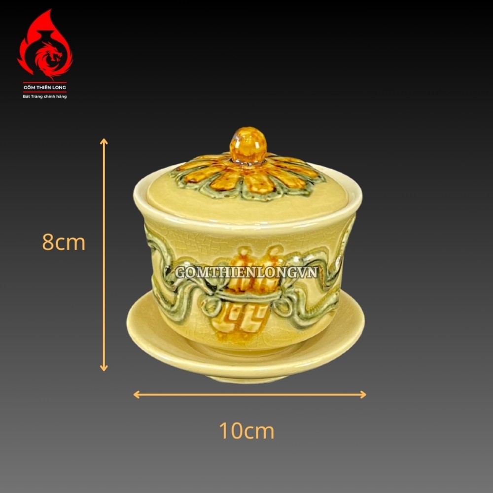 Bộ Đồ Thờ Bát Tràng Men Rạn Vàng Hoàng Lưu Ly Đắp Nổi 236985