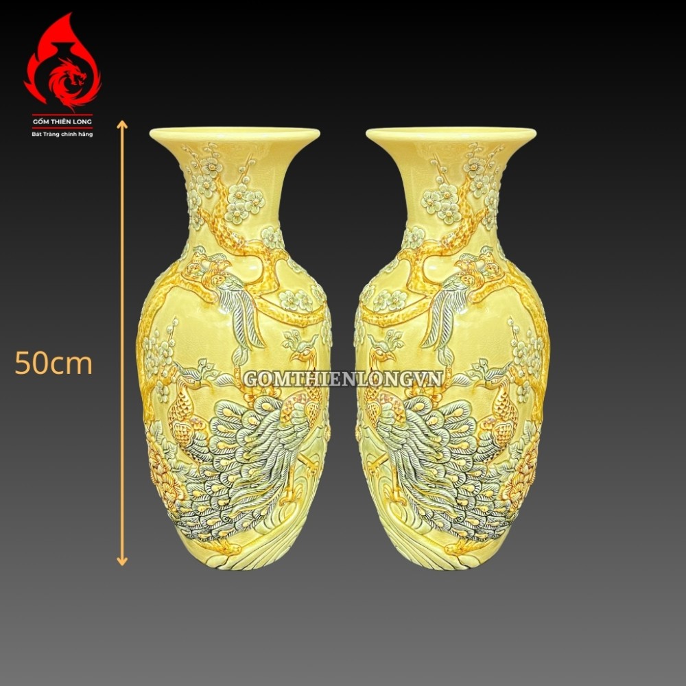 Bộ Đồ Thờ Bát Tràng Men Rạn Vàng Hoàng Lưu Ly Đắp Nổi 236985