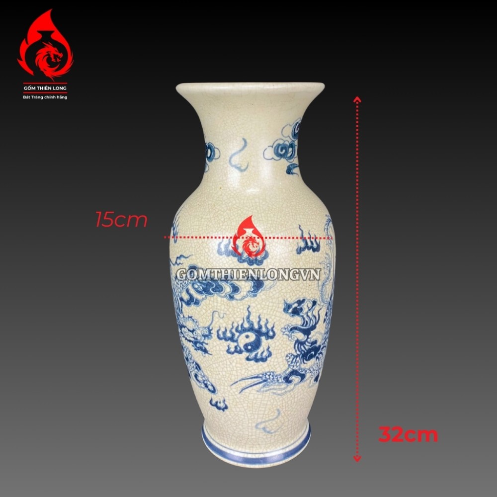 Bộ Đồ Thờ Bát Tràng Men Rạn Vẽ Rồng Phượng 236987