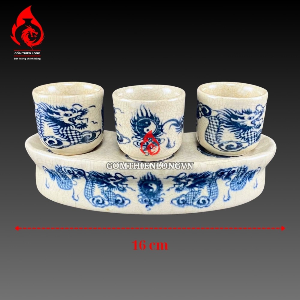 Bộ Đồ Thờ Bát Tràng Men Rạn Vẽ Rồng Phượng 236987