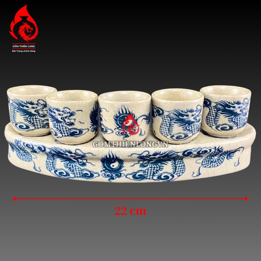 Bộ Đồ Thờ Bát Tràng Men Rạn Vẽ Rồng Phượng 236987