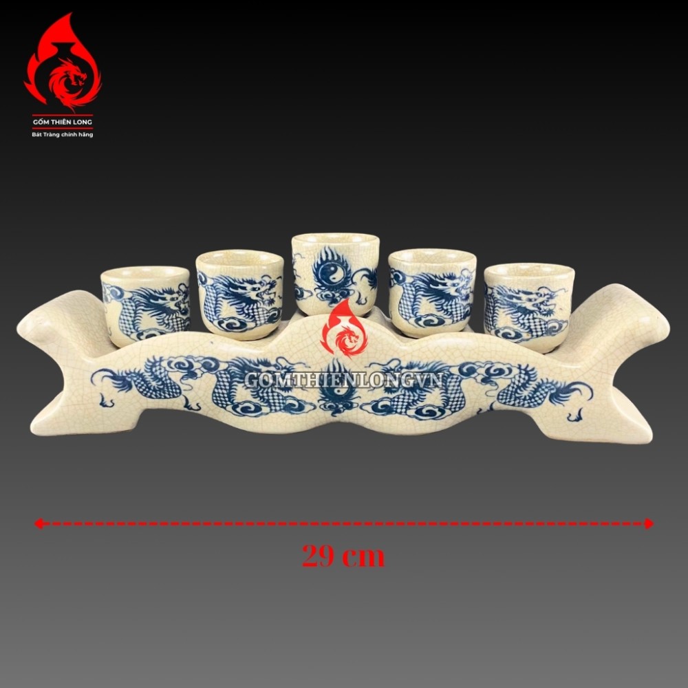 Bộ Đồ Thờ Bát Tràng Men Rạn Vẽ Rồng Phượng 236987