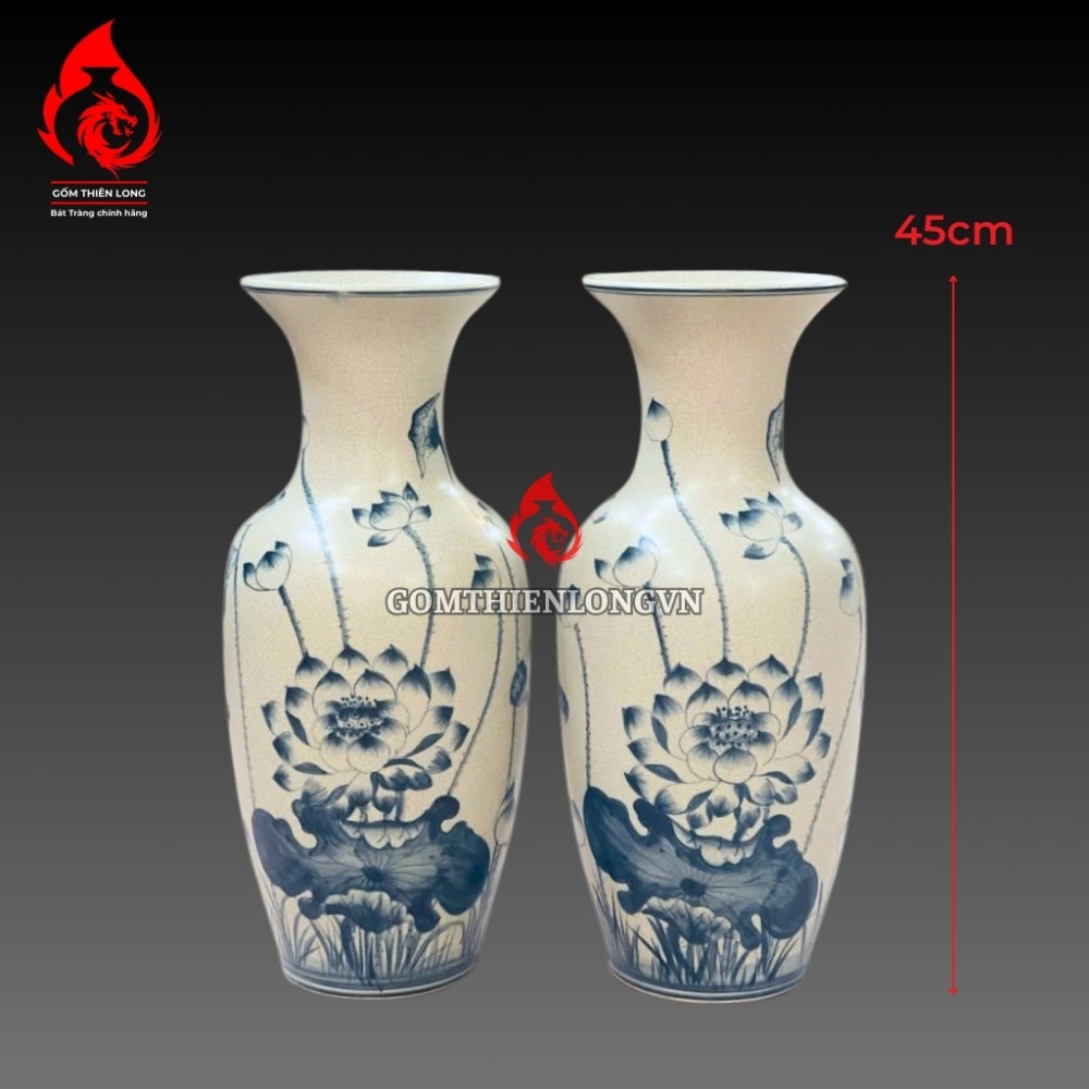 Bộ Đồ Thờ Bát Tràng Men Rạn Vẽ Hoa Sen 236990