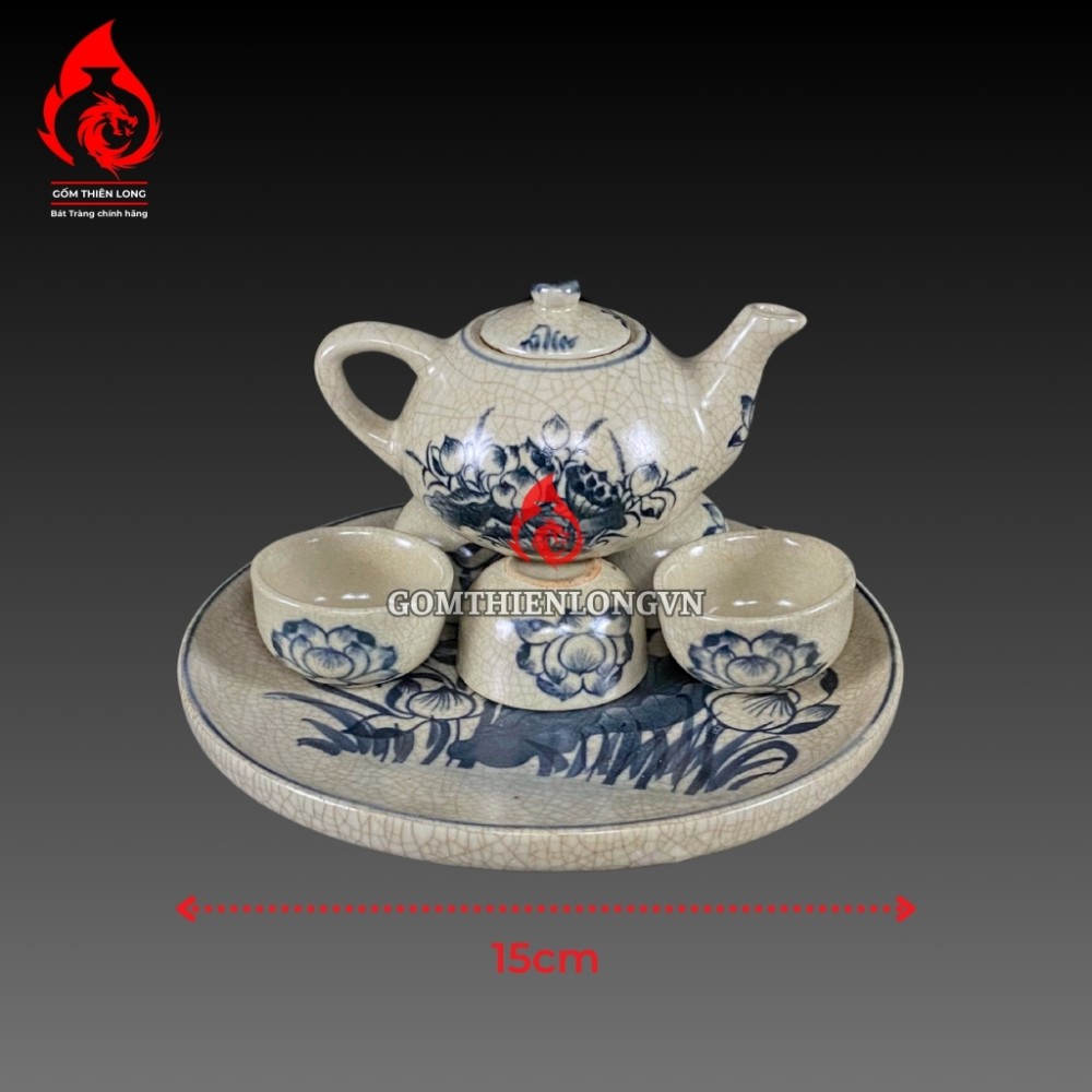 Bộ Đồ Thờ Bát Tràng Men Rạn Vẽ Hoa Sen 236990