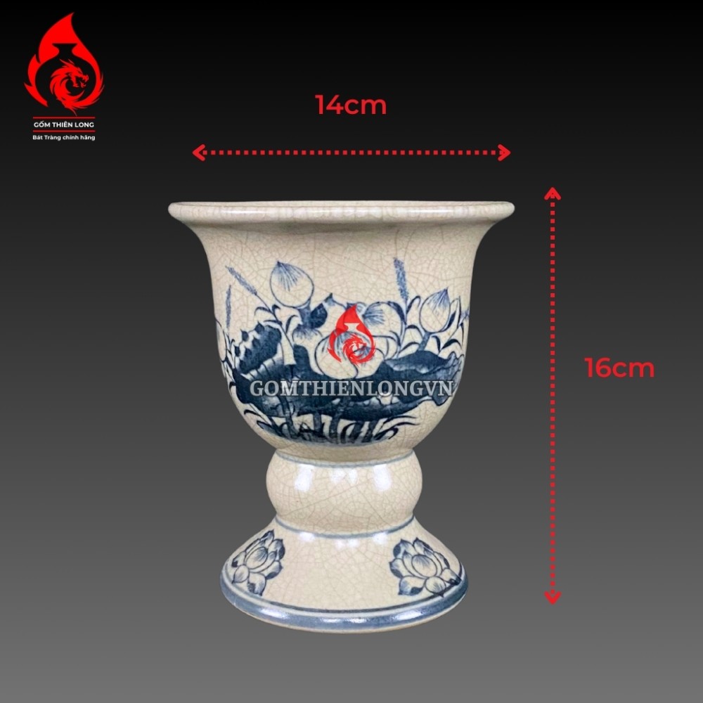 Bộ Đồ Thờ Bát Tràng Men Rạn Vẽ Hoa Sen 236990