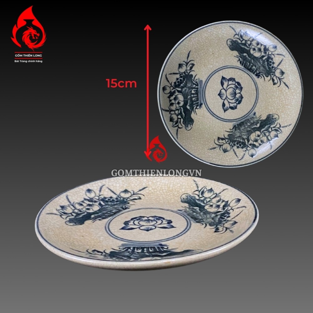 Bộ Đồ Thờ Bát Tràng Men Rạn Vẽ Hoa Sen 236990