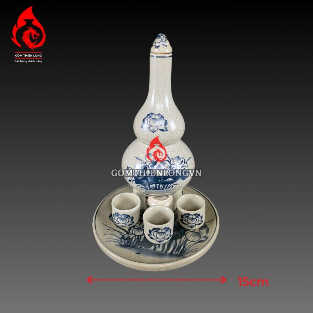 Bộ Đồ Thờ Bát Tràng Men Rạn Vẽ Hoa Sen 236990