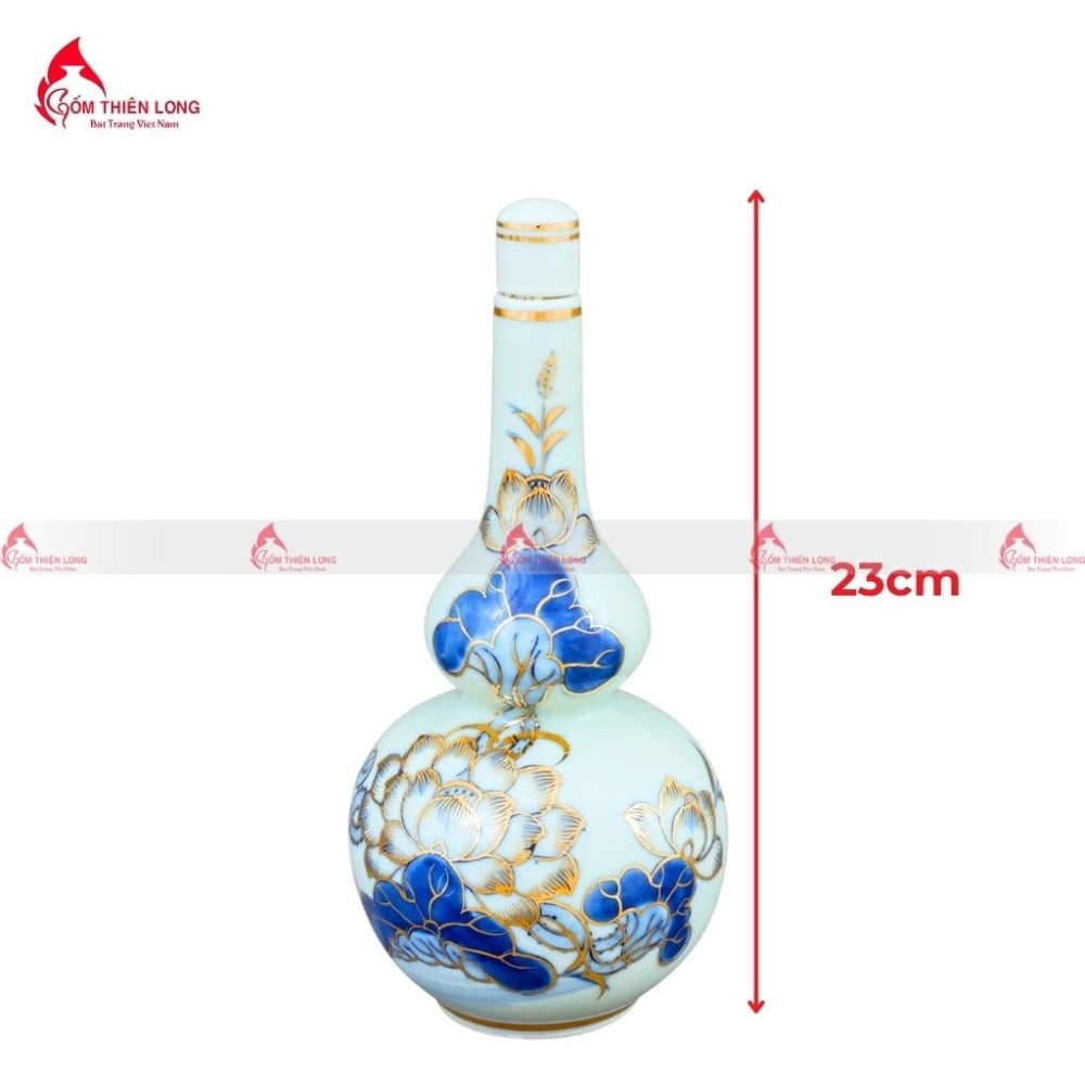 Bộ Đồ Thờ Bát Tràng Men Lam Vẽ Vàng Hoa Sen 236993