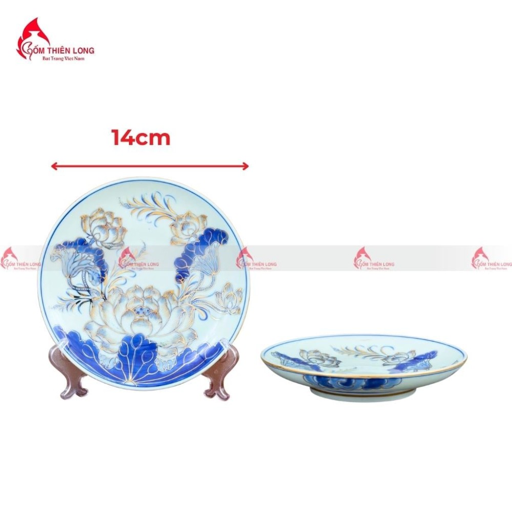 Bộ Đồ Thờ Bát Tràng Men Lam Vẽ Vàng Hoa Sen 236993